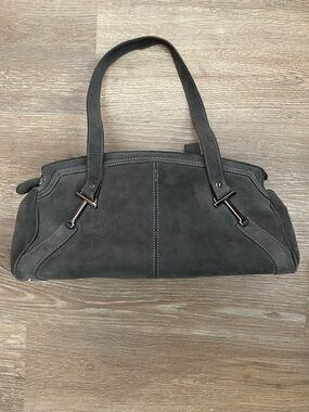 Tod's Dark Gray Suede Shoulder Bag